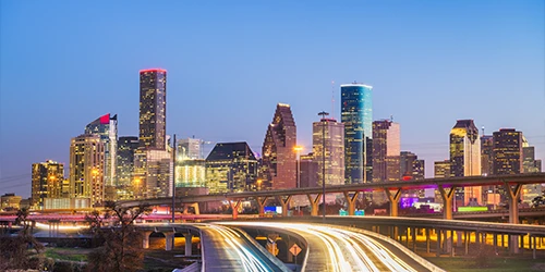 Houston skyline at dusk