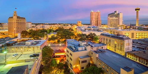 A vibrant cityscape of San Antonio